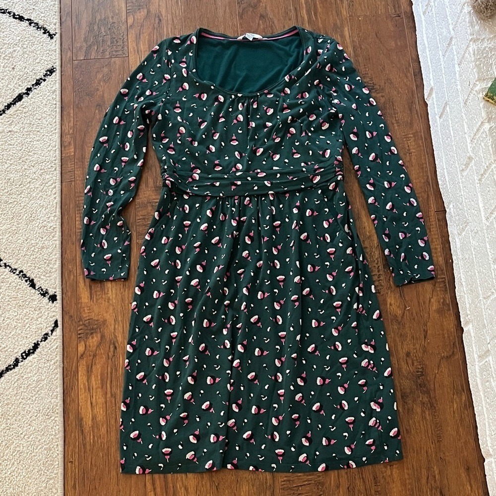 Boden‎ Green patterned dress, 22" ptp, flawed